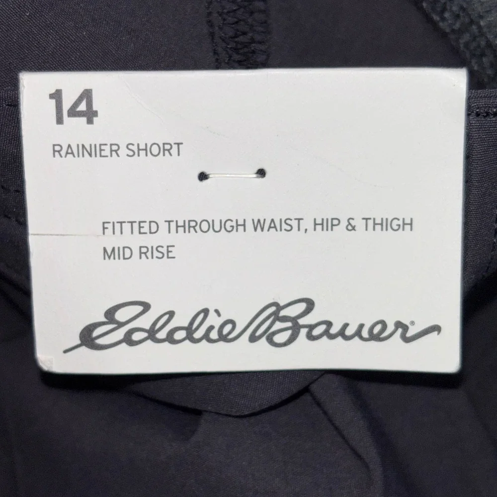 Eddie Bauer Rainier Shorts Womens 14 Black Mid Rise Hiking Outdoor Stretch 7in - Picture 2 of 8